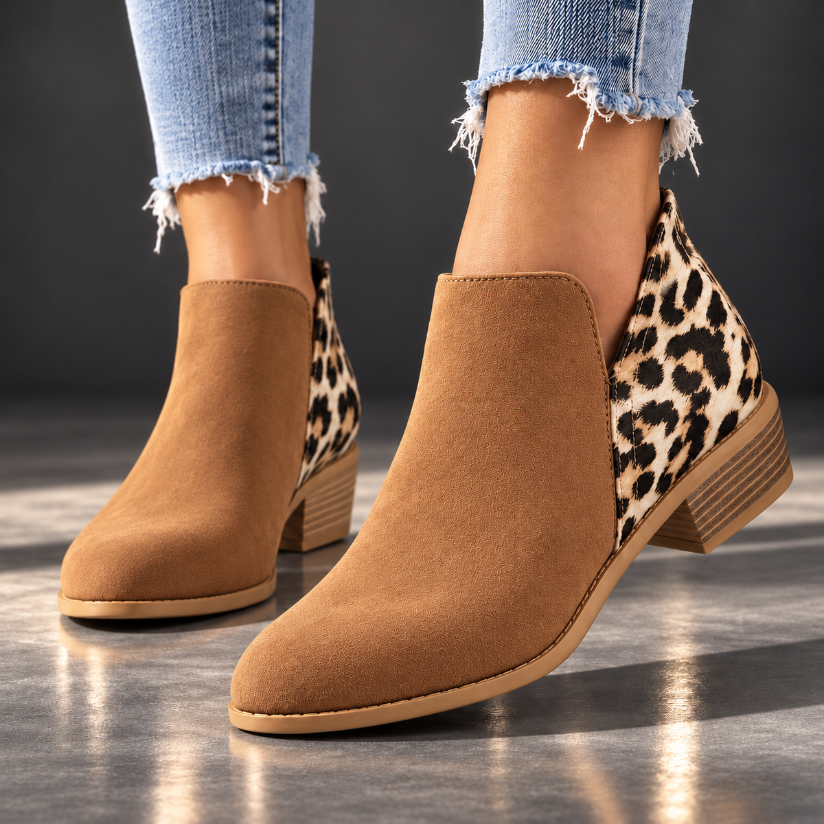 Marisol | Leopard-Panel Ankle Boots