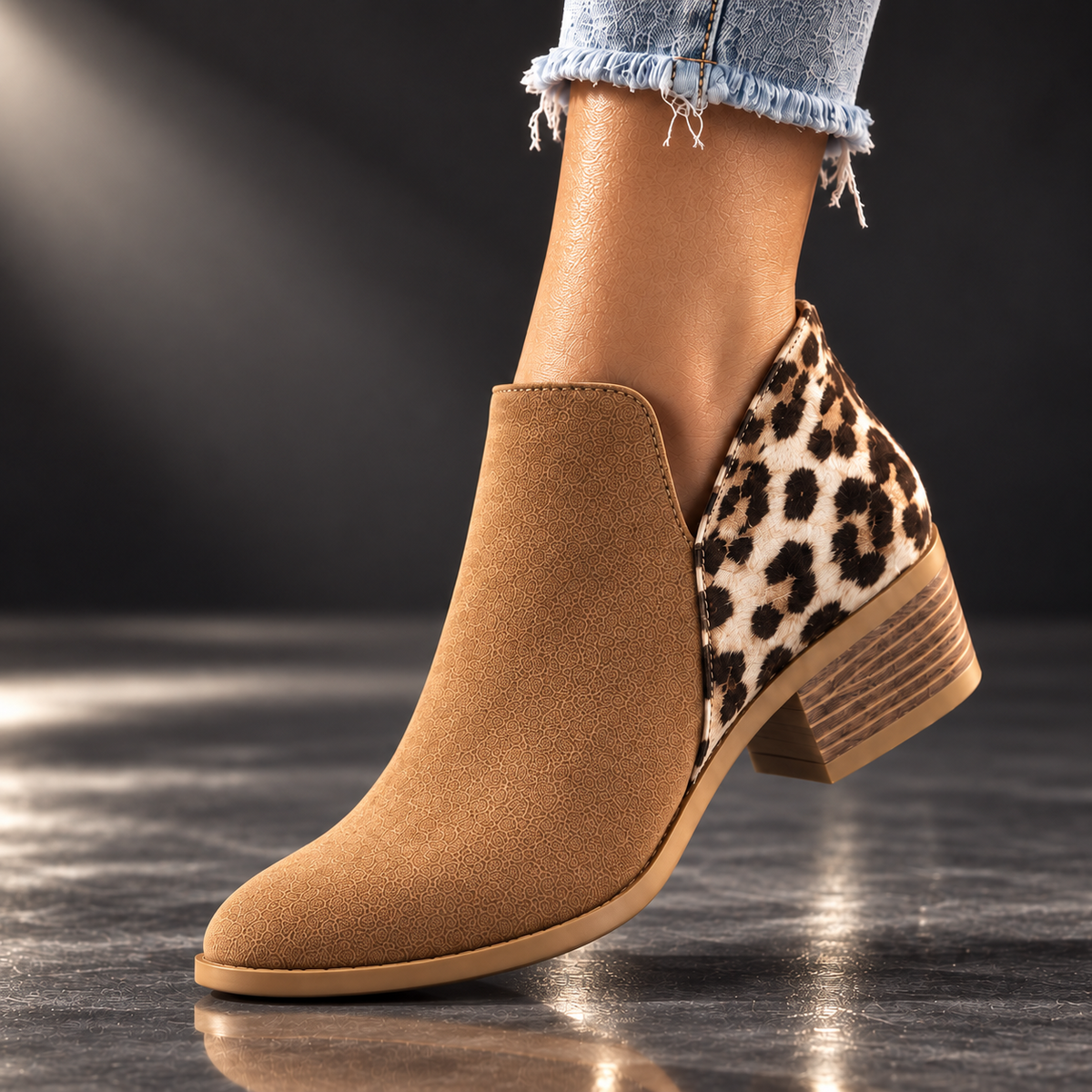 Marisol | Leopard-Panel Ankle Boots