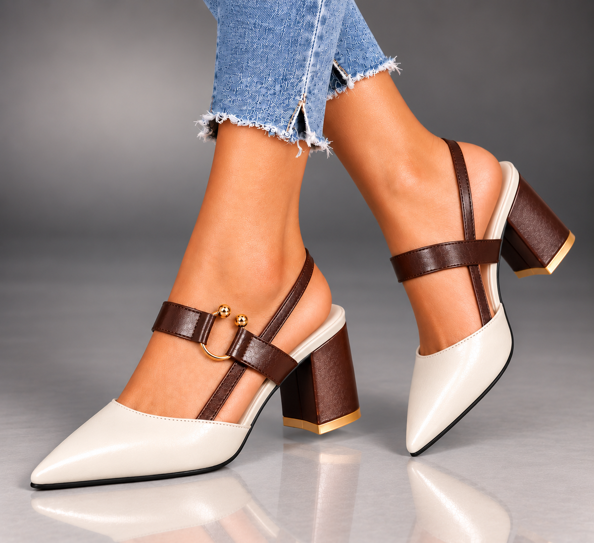 Adeline | Ring-Accent Slingback Heels