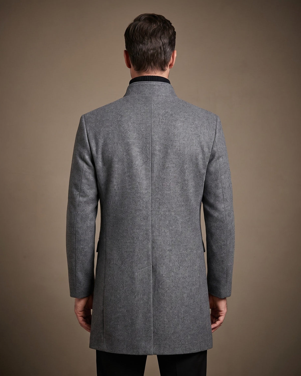 Damian | Mandarin-Collar Long Overcoat