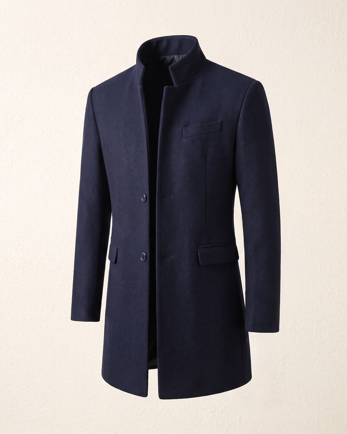 Damian | Mandarin-Collar Long Overcoat