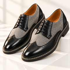 Cassian | Herringbone Lace-Up Oxford Shoes