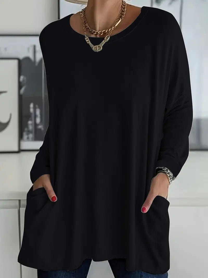 Roselyn | Oversized Pocket Crew-Neck Sweater