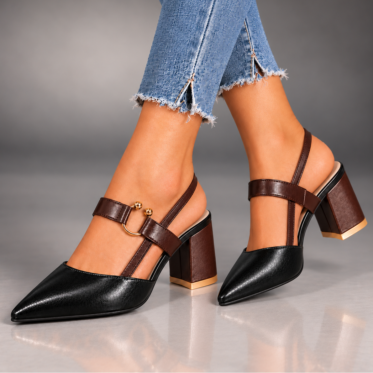 Adeline | Ring-Accent Slingback Heels