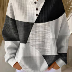 Linnea | Button-Neck Waffle Long-Sleeve Top