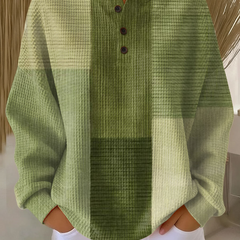 Linnea | Button-Neck Waffle Long-Sleeve Top