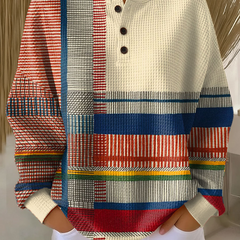 Linnea | Button-Neck Waffle Long-Sleeve Top