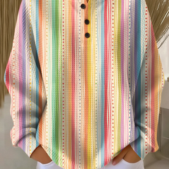 Linnea | Button-Neck Waffle Long-Sleeve Top
