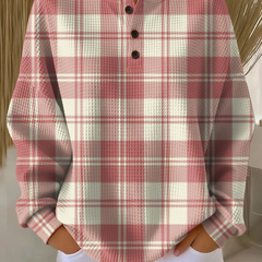 Linnea | Button-Neck Waffle Long-Sleeve Top