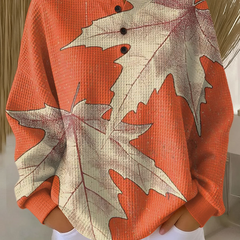 Linnea | Button-Neck Waffle Long-Sleeve Top