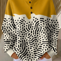Linnea | Button-Neck Waffle Long-Sleeve Top