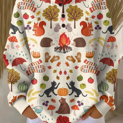Linnea | Button-Neck Waffle Long-Sleeve Top