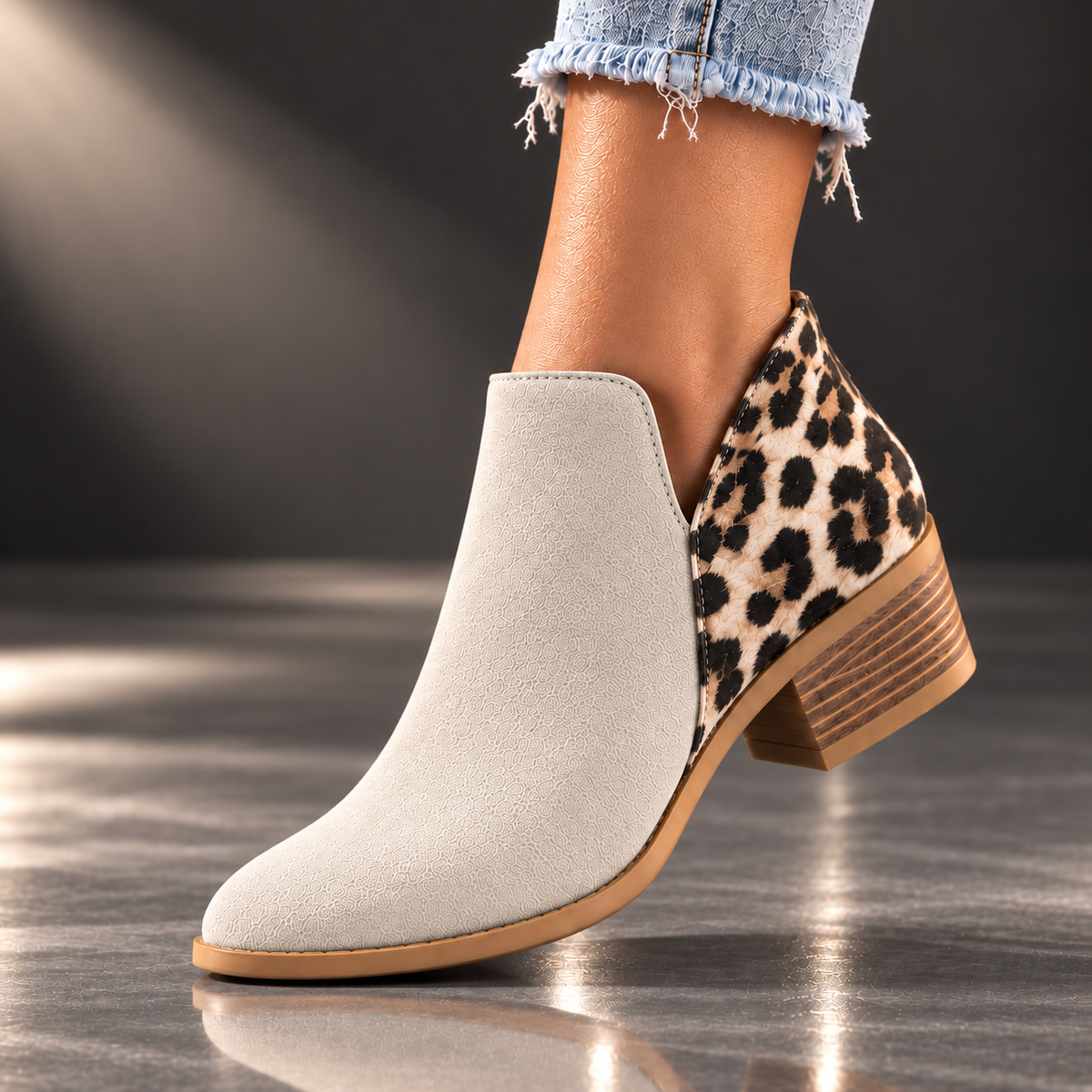 Marisol | Leopard-Panel Ankle Boots