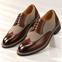 Cassian | Herringbone Lace-Up Oxford Shoes