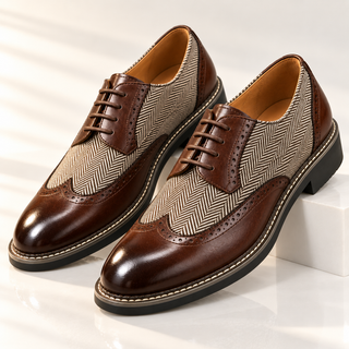 Cassian | Herringbone Lace-Up Oxford Shoes