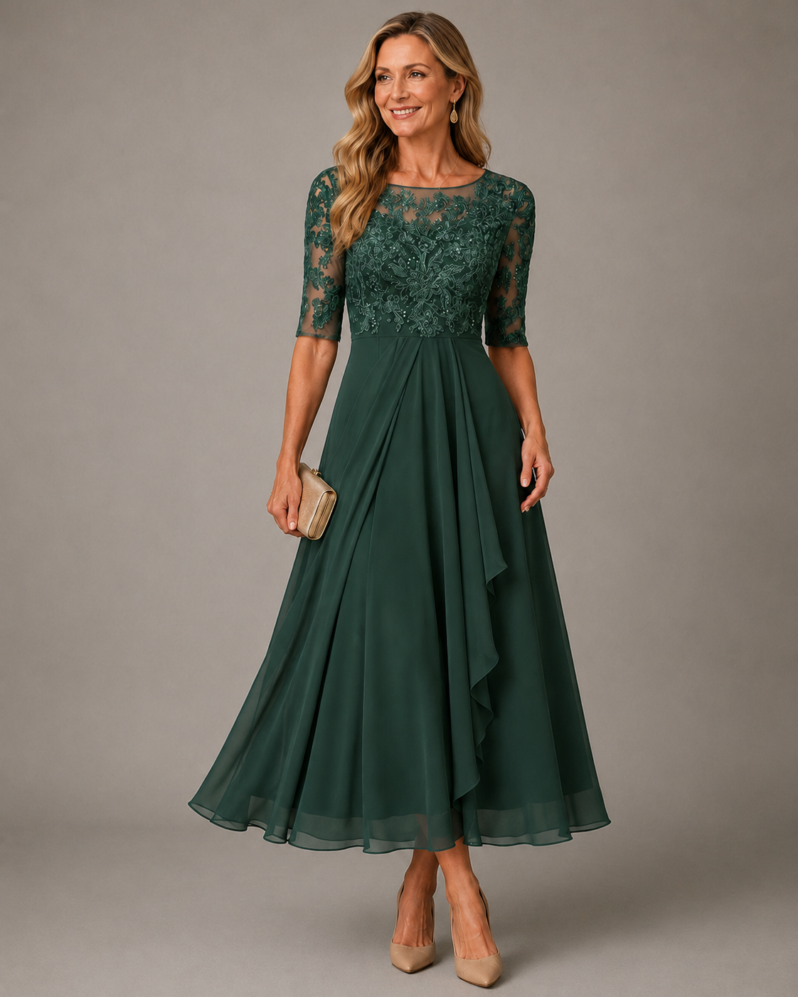 Effie | Lace Bodice Midi Dress