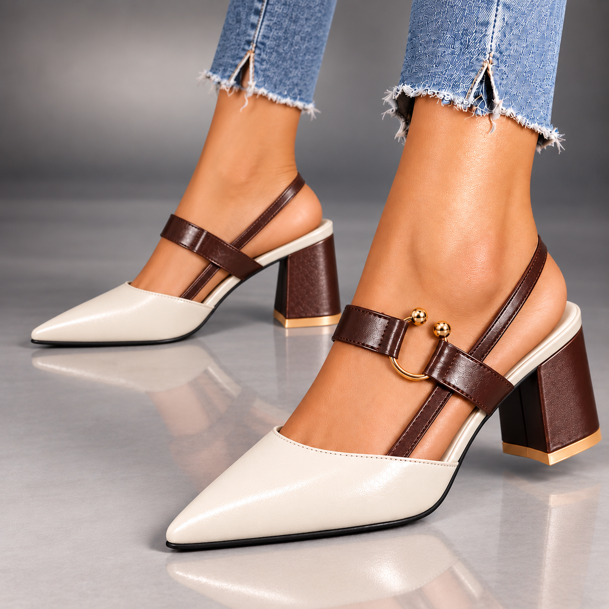 Adeline | Ring-Accent Slingback Heels