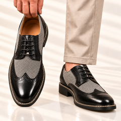 Cassian | Herringbone Lace-Up Oxford Shoes