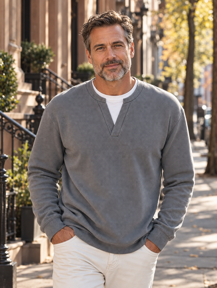 Evander | Layered Waffle Long-Sleeve Shirt