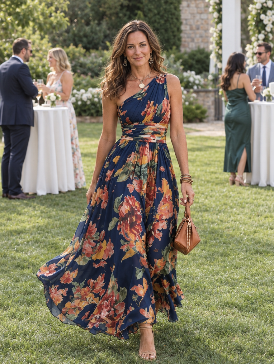 Celestia | One-Shoulder Floral Maxi Dress