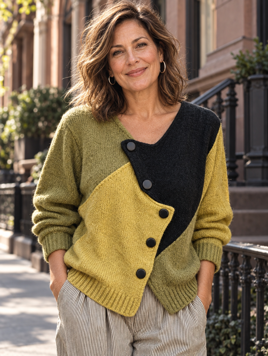 Calista | Asymmetric Color-Block Sweater