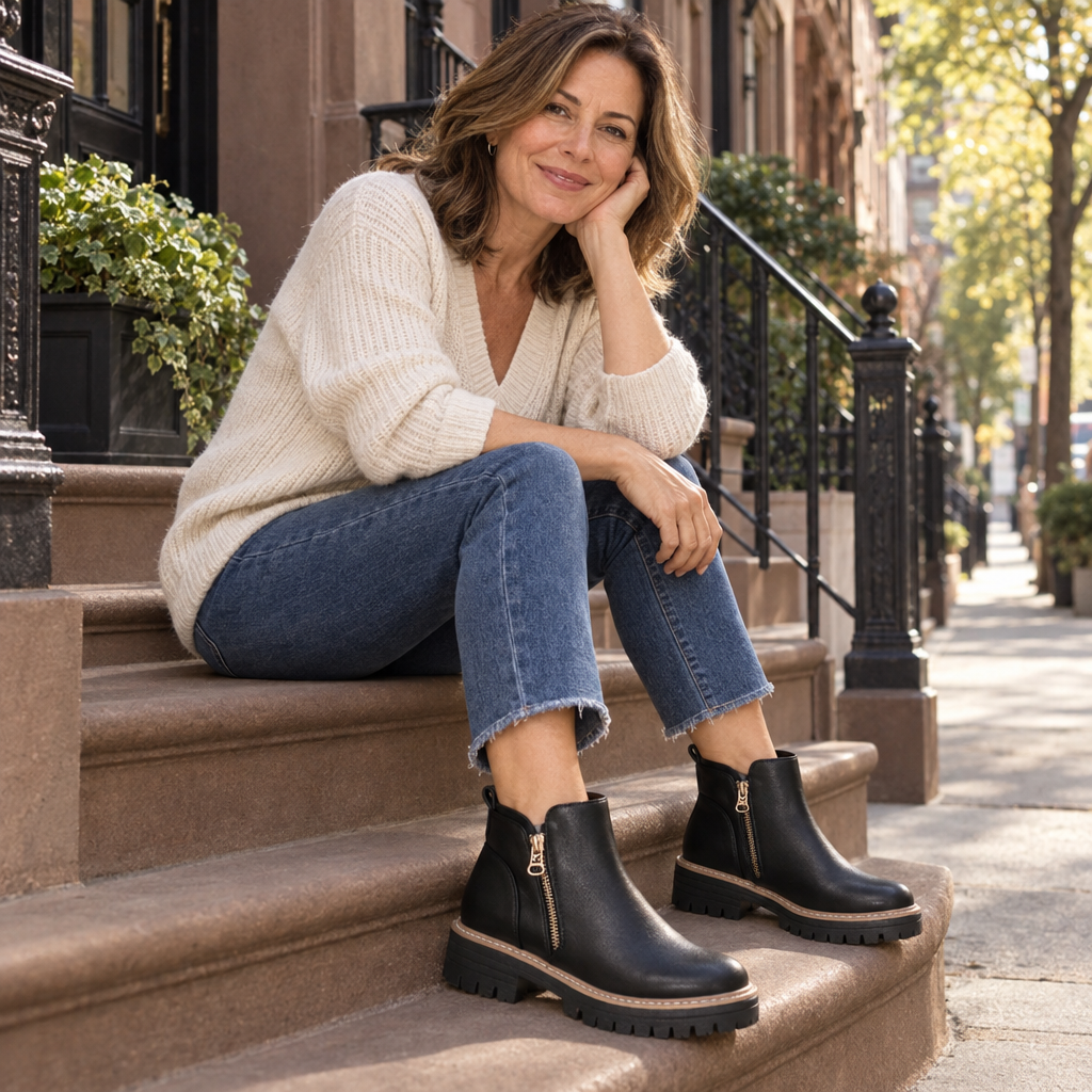Renata | Side-Zip Wedge Ankle Boots