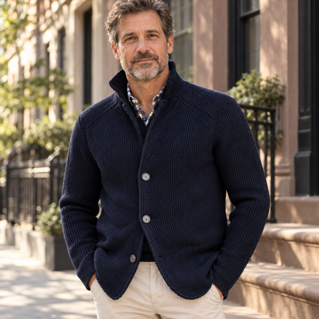 Harlan | Textured Shawl-Collar Cardigan