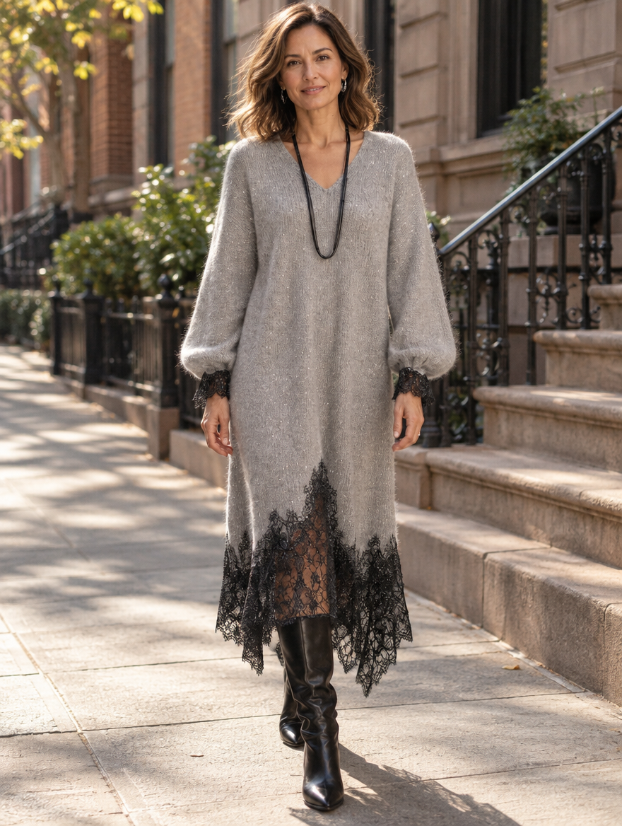 Lucienne | Asymmetric Shimmer Midi Dress