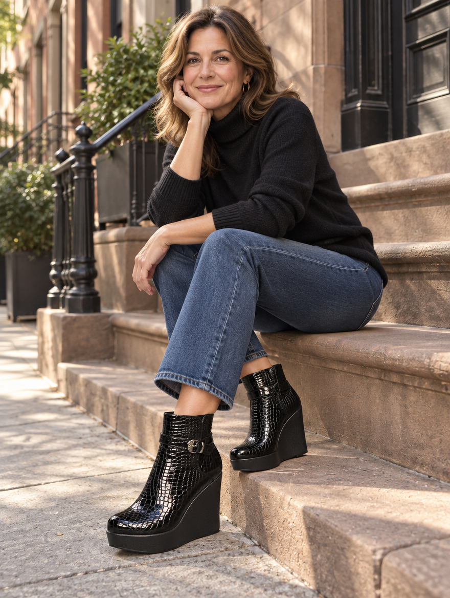 Valeria | Buckle Wedge Ankle Boots