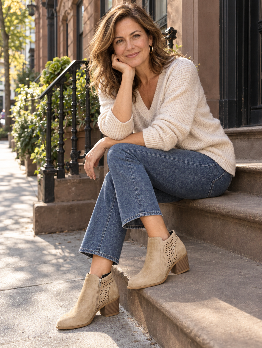 Elise | Perforated Side-Zip Ankle Boots