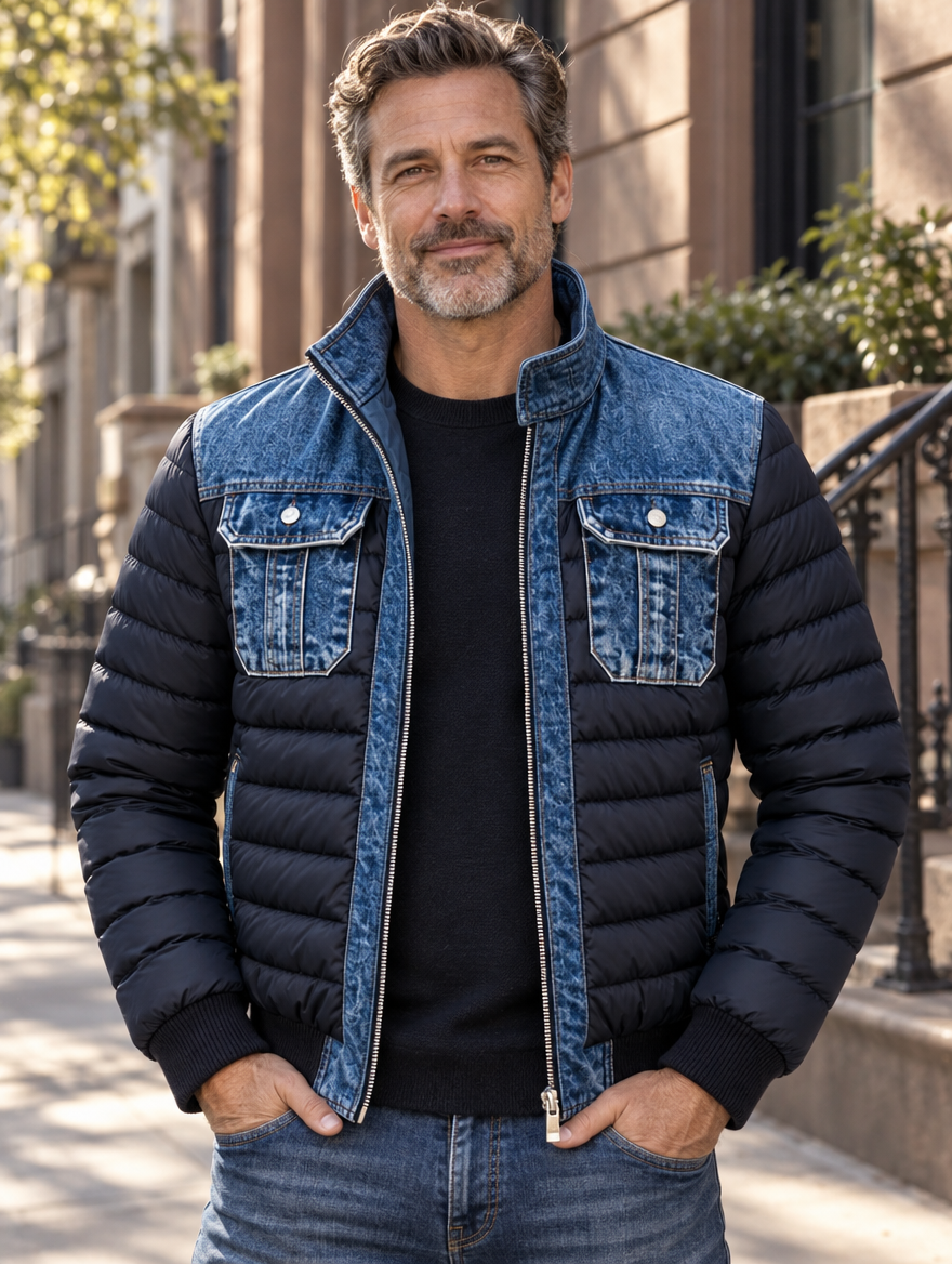 Tristan | Quilted-Panel Zip Jacket