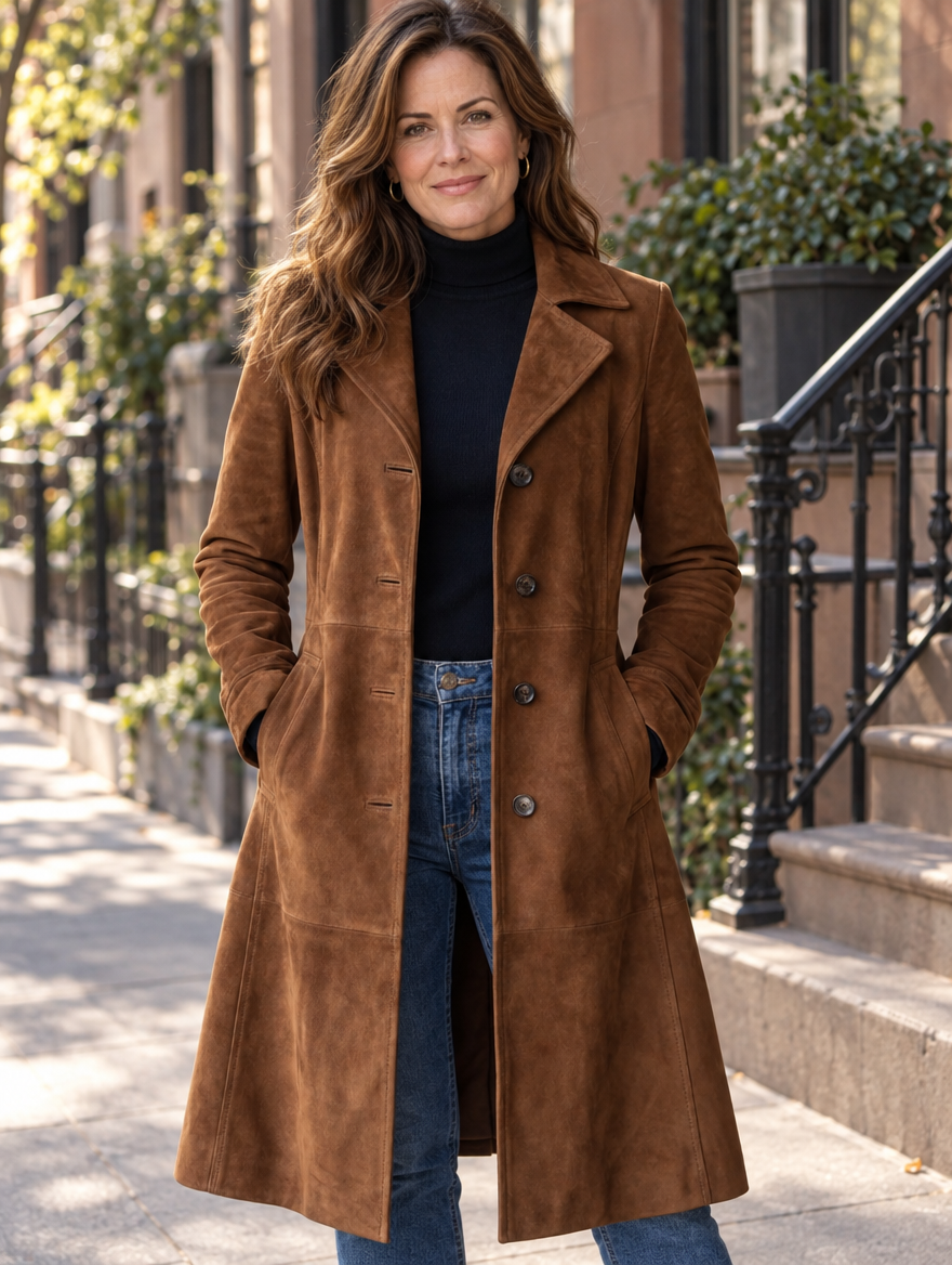 Amara | Long Button-Front A-Line Coat