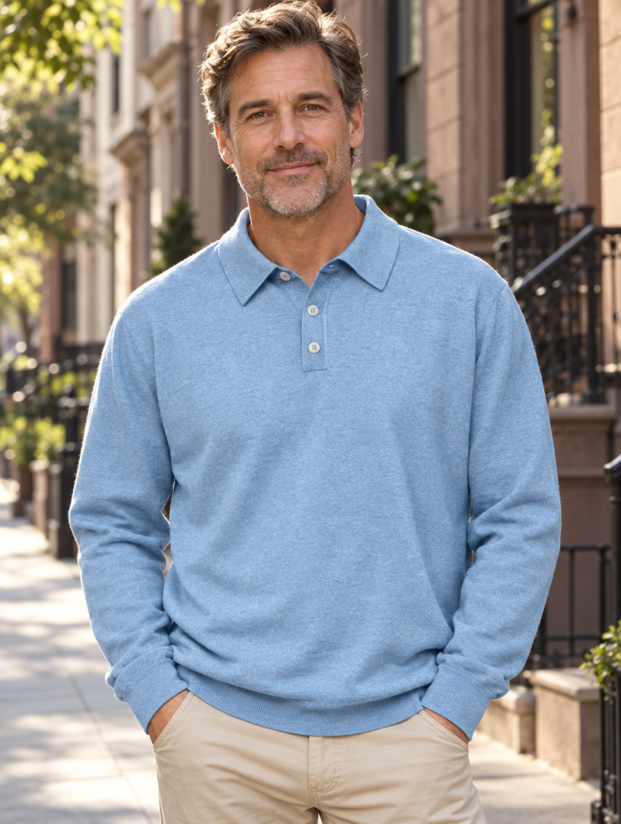 Galen | Pattern-Collar Long-Sleeve Polo