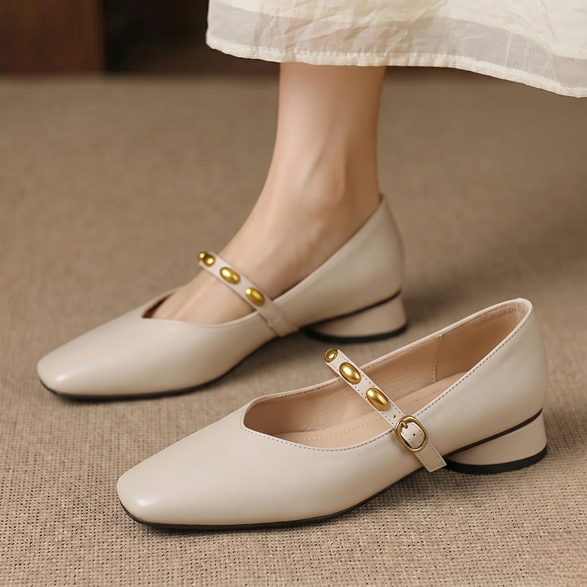 Zyra | Square-Toe Mary Jane Flats
