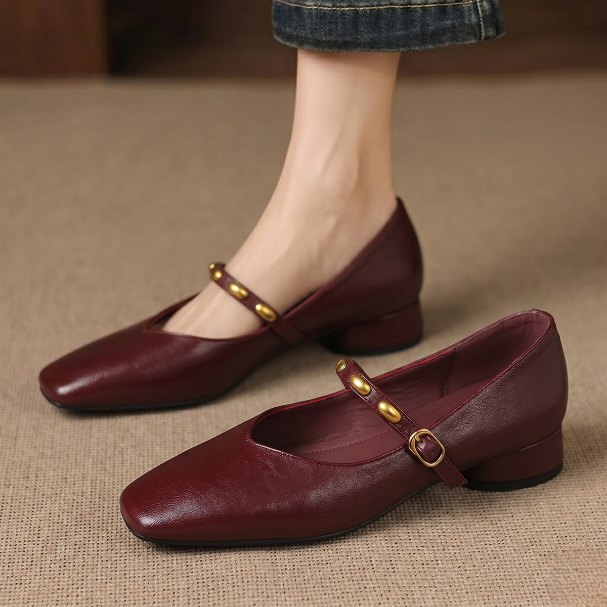 Zyra | Square-Toe Mary Jane Flats