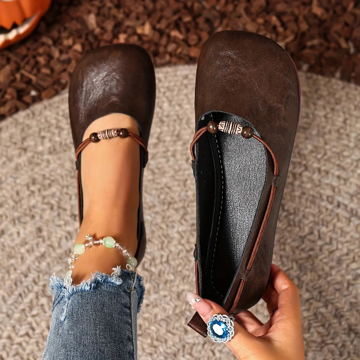 Nina | Bohemian Beaded Mary Jane Flats