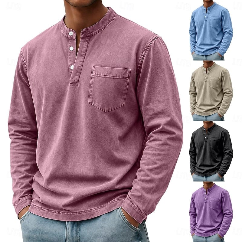 Tobias | Stand-Collar Long-Sleeve Henley