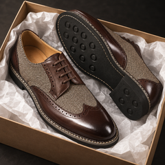 Cassian | Herringbone Lace-Up Oxford Shoes
