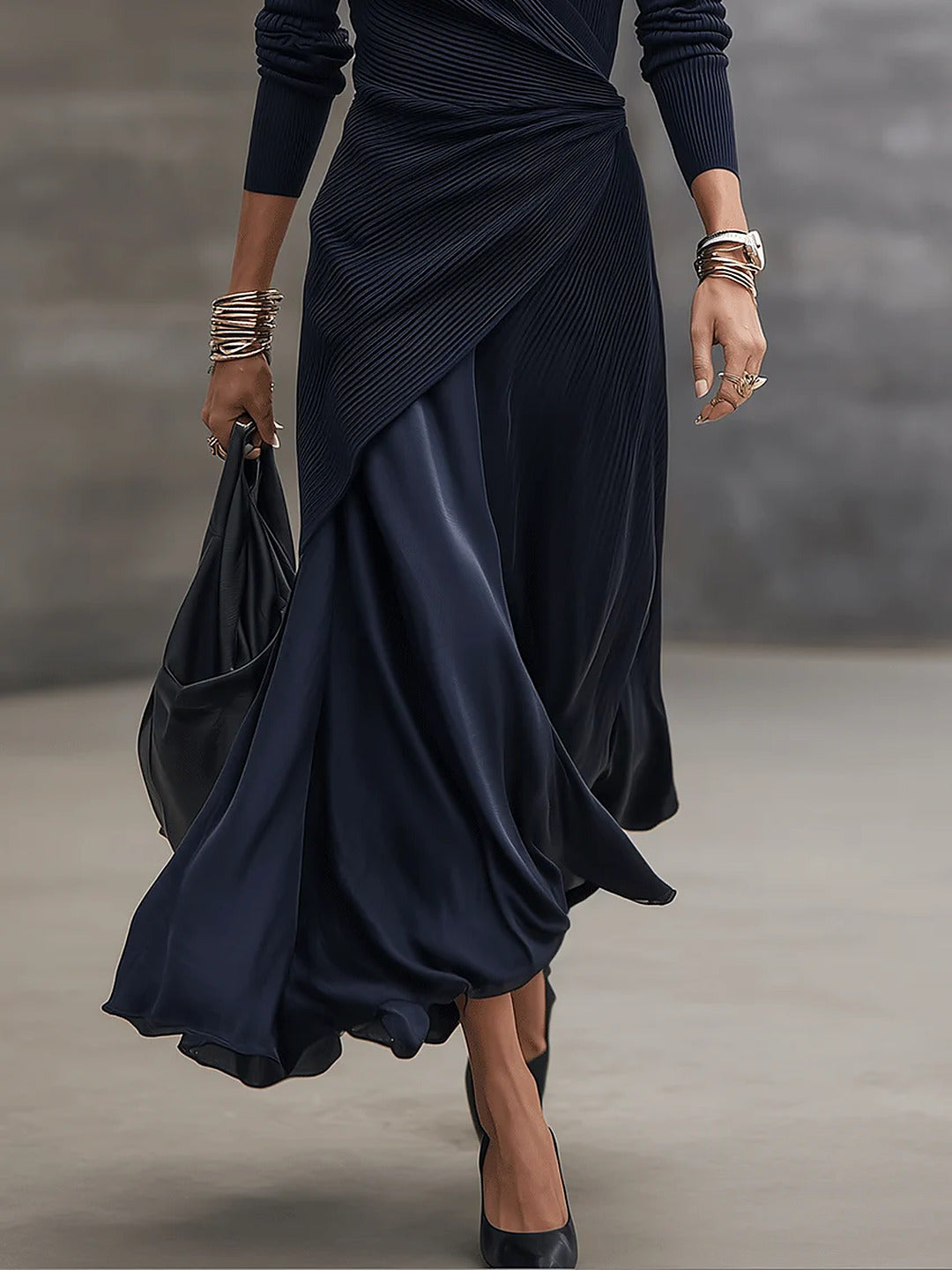 Rosalie | Wrap-Front Asymmetric Maxi Dress