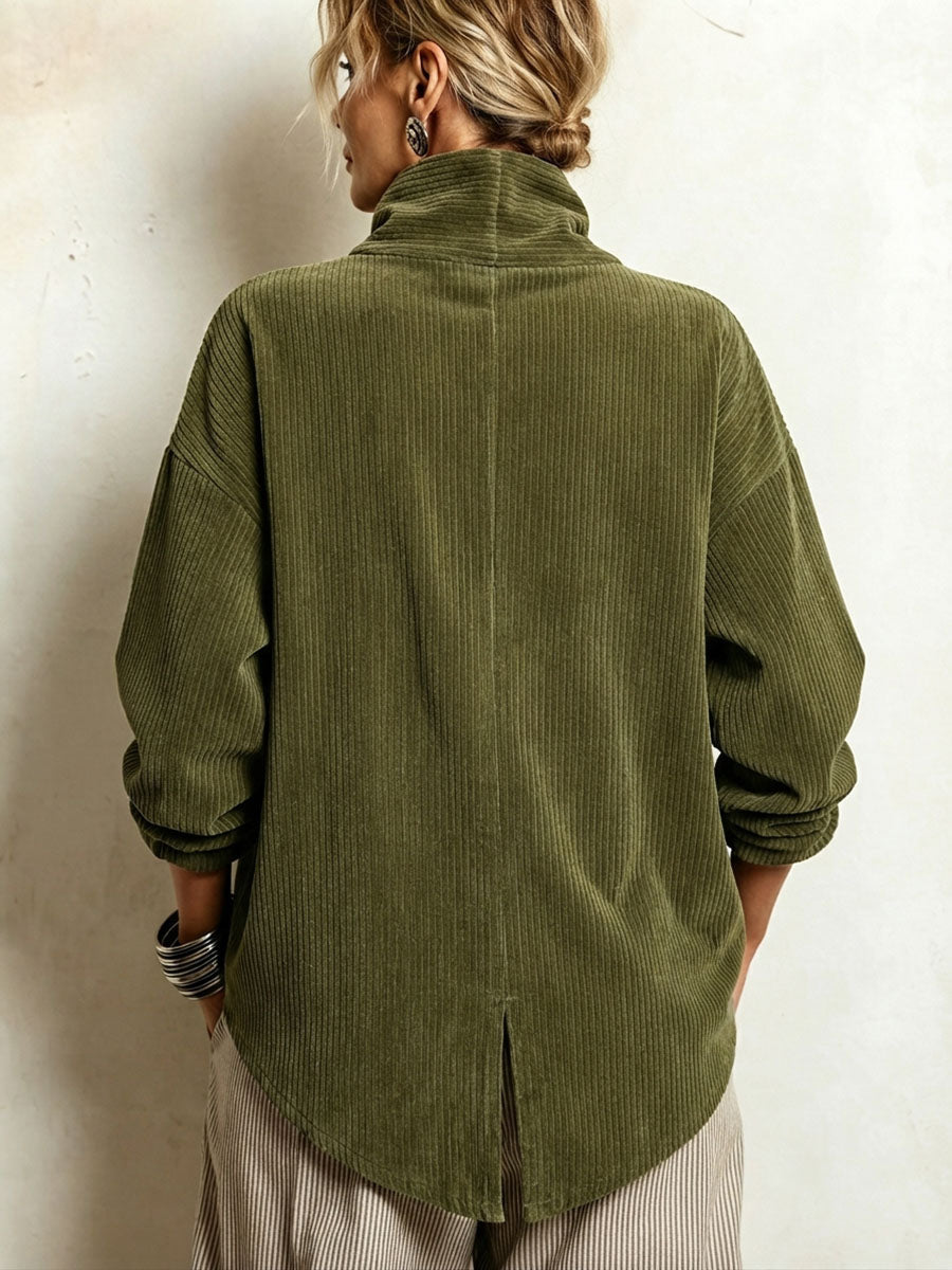 Coralie | Asymmetric Button Ribbed Sweater