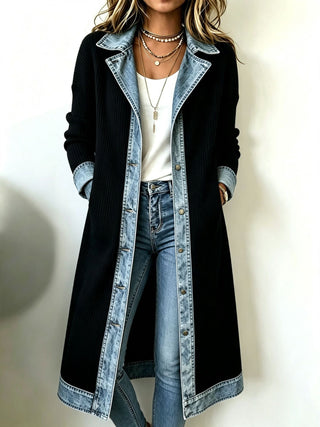 Sylvie | Contrast-Trim Long Cardigan