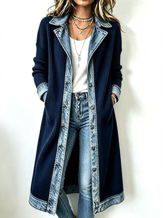 Sylvie | Contrast-Trim Long Cardigan