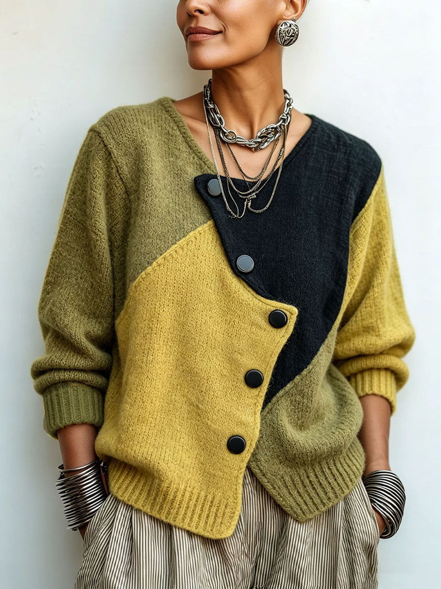 Calista | Asymmetric Color-Block Sweater
