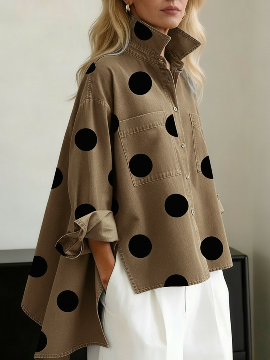 Peggy | Polka Dot Cotton Linen Overshirt