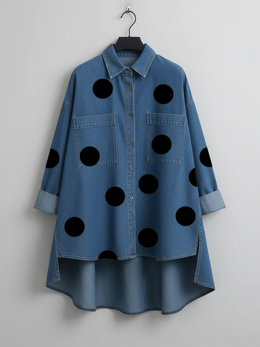 Peggy | Polka Dot Cotton Linen Overshirt
