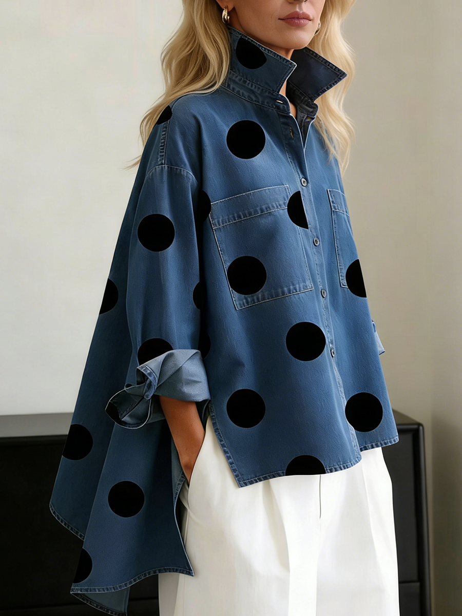 Peggy | Polka Dot Cotton Linen Overshirt