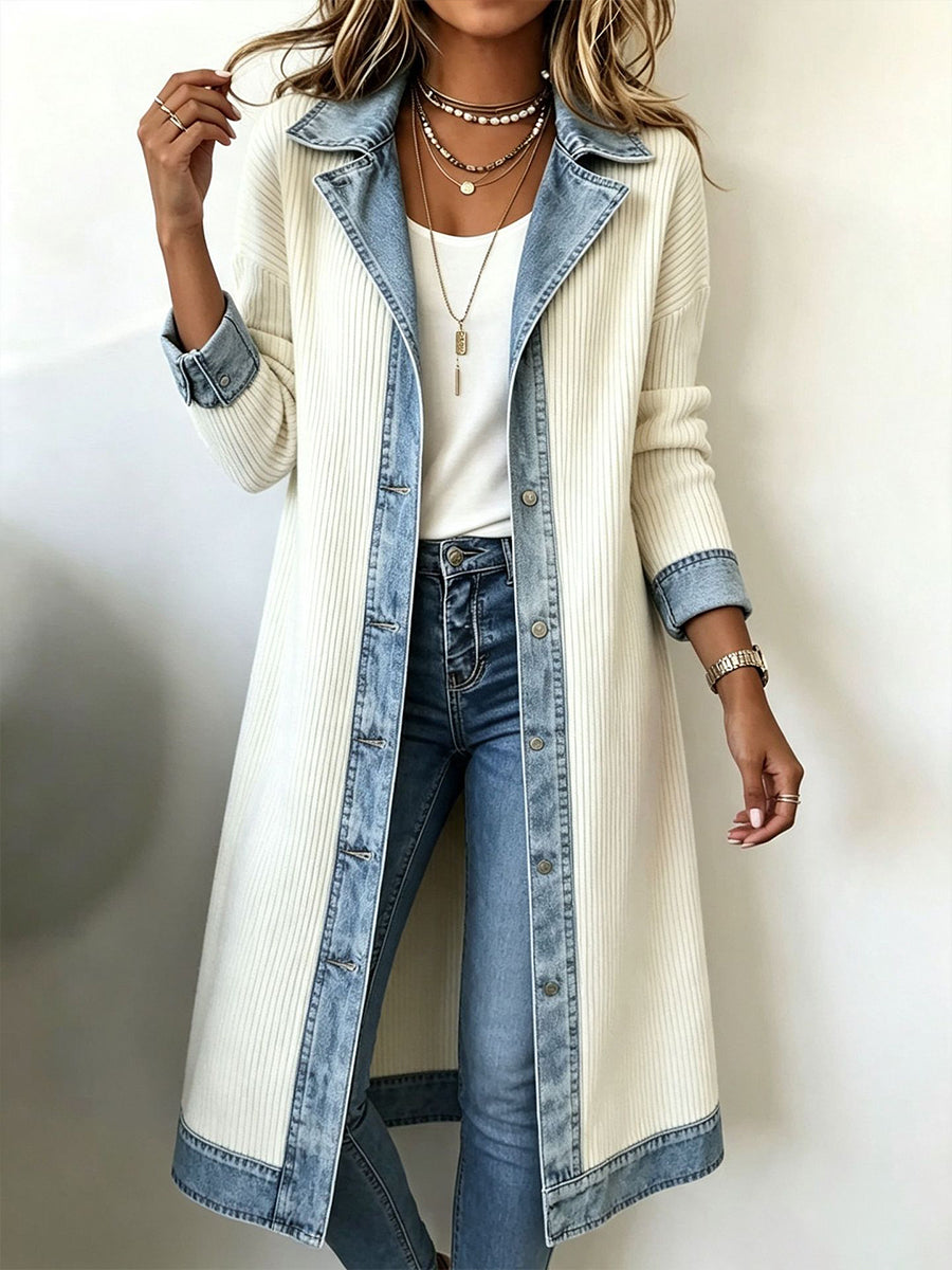 Sylvie | Contrast-Trim Long Cardigan