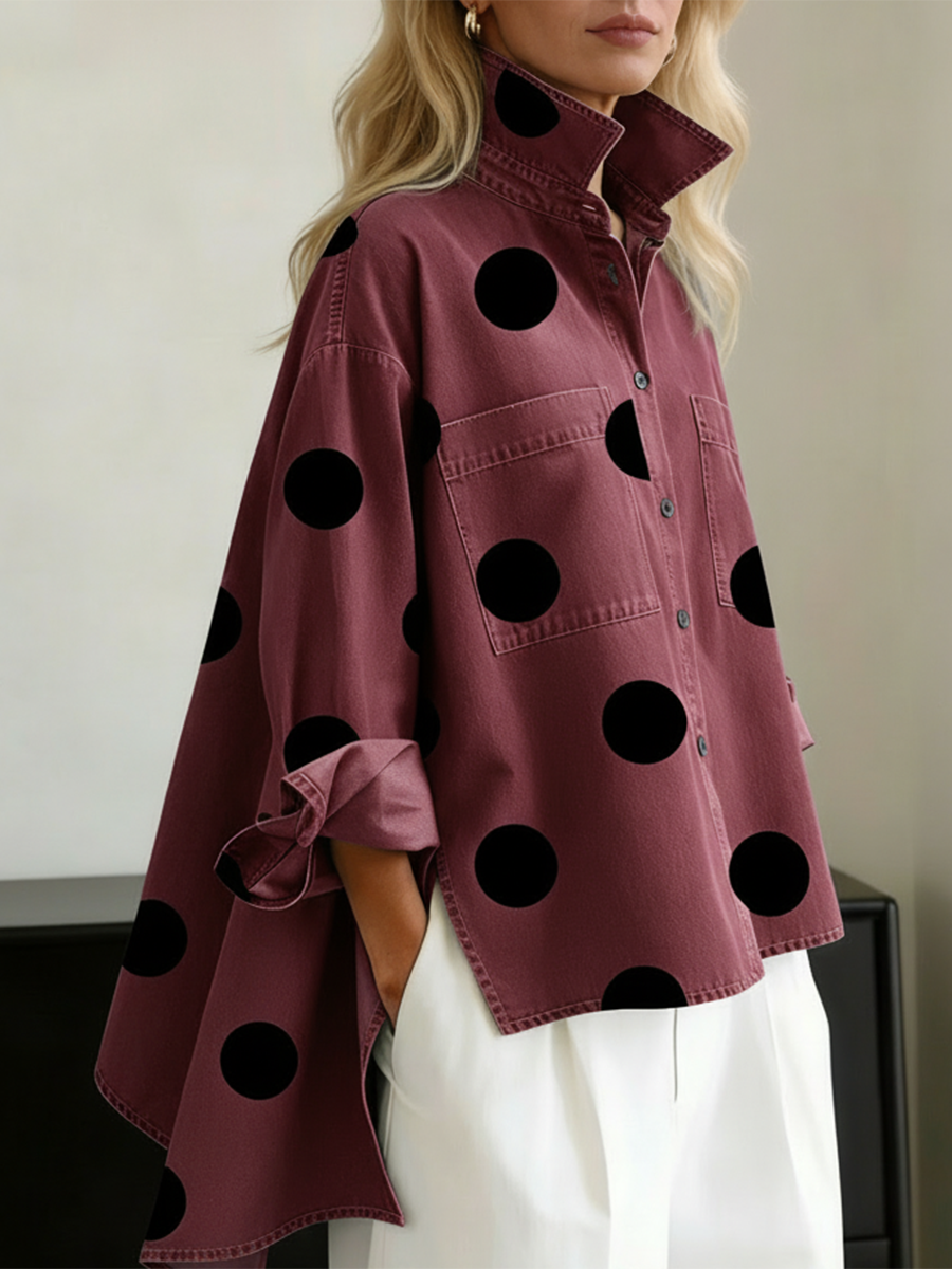Peggy | Polka Dot Cotton Linen Overshirt