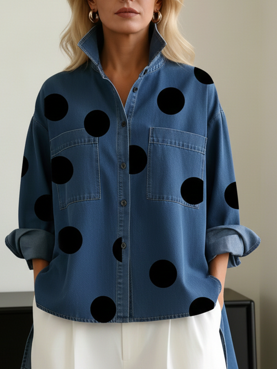 Peggy | Polka Dot Cotton Linen Overshirt