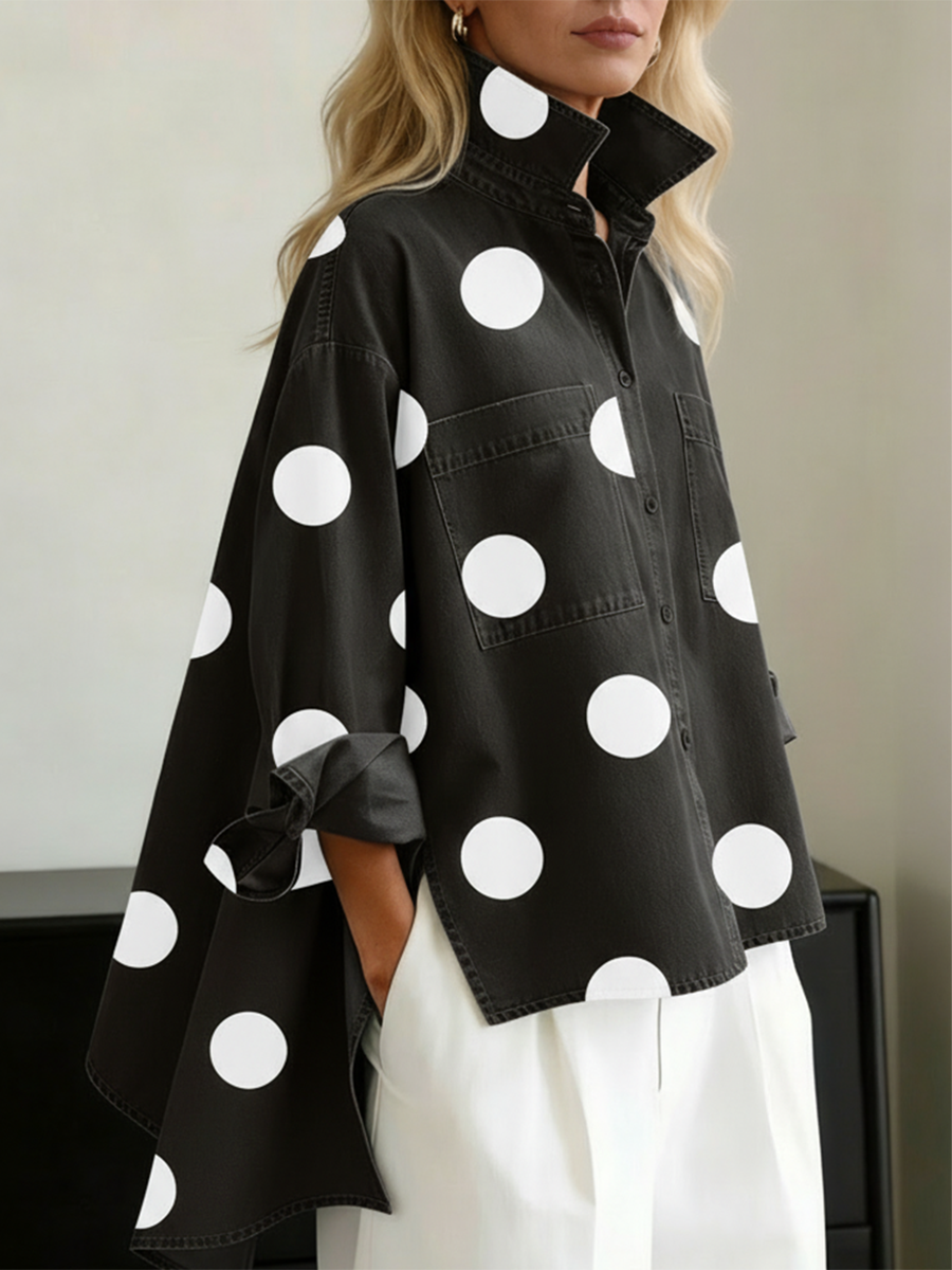 Peggy | Polka Dot Cotton Linen Overshirt